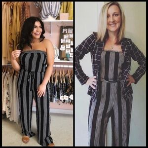 Striped Black and White Jumpsuit